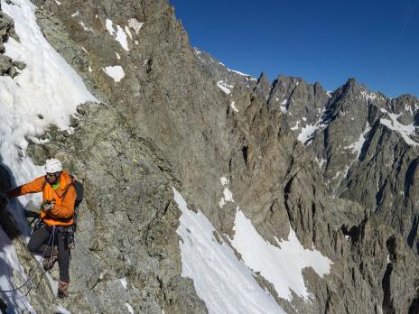 L'accès au couloir sud, après l'arête