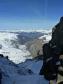 Vue sur la vallée de Peisey depuis la brèche au sommet du couloir.