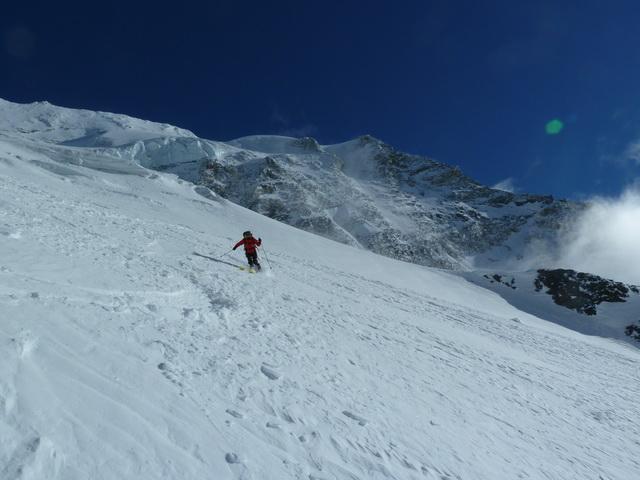 Descente sur le glacier du Geay.
