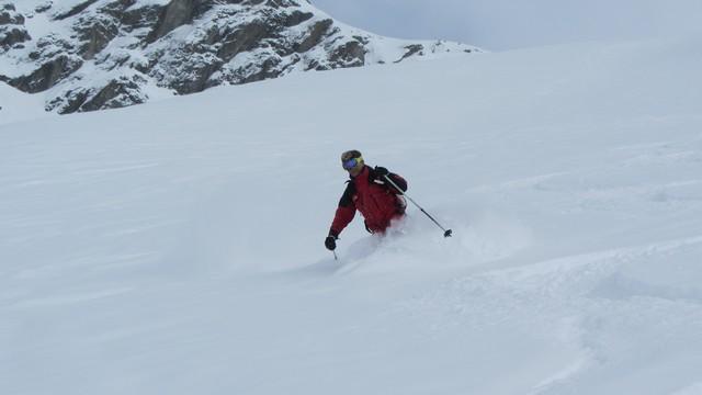 Ski hors piste face nord de Bellecote La Plagne