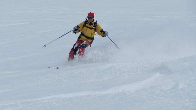 Ski hors piste face nord de Bellecote La Plagne