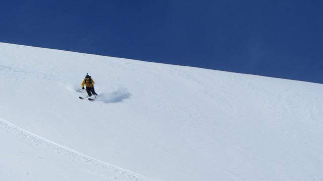 Hors piste à Val d'Isère descente du glacier des Sources de l'Isère