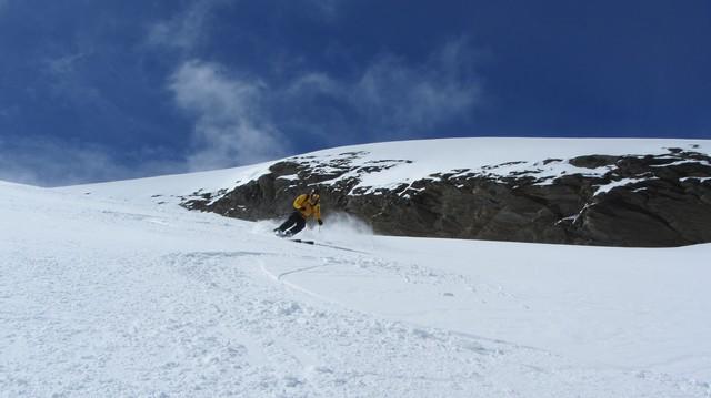 Hors piste à Val d'Isère descente du glacier des Sources de l'Isère