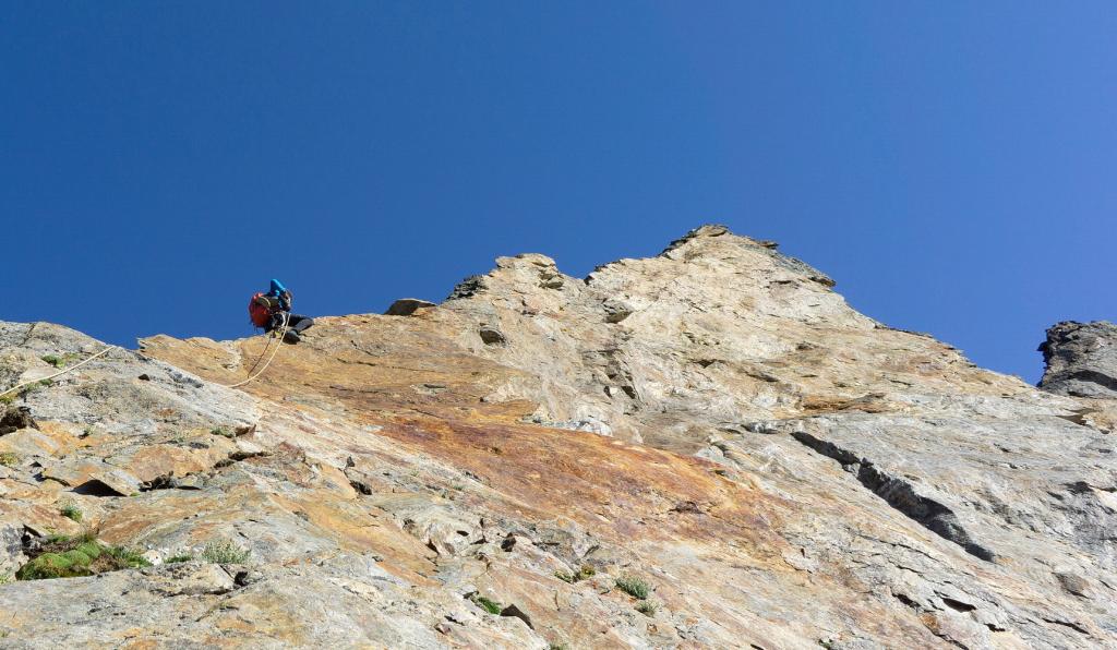 partie aérienne vers l'aiguille de Bellaval.